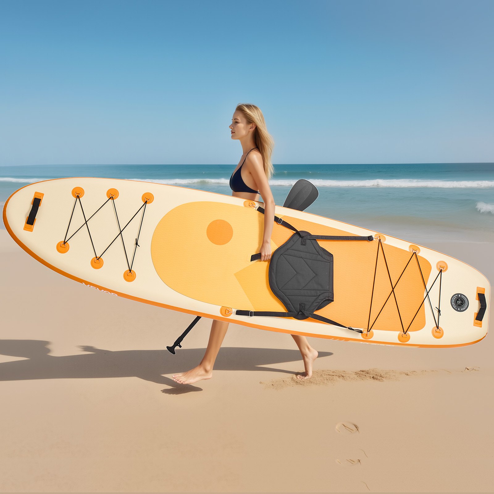 VEVOR Opblaasbaar Stand Up Paddle Board (304,8 x 83,8 x 15,2 cm) Paddleboard met één zitplaats, complete set inclusief pomp, peddel, vin, rugzak, enkelband en riem, voor tieners en volwassenen