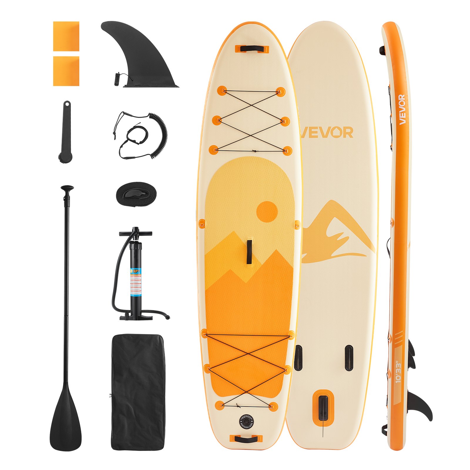 VEVOR Opblaasbaar Stand-up Paddleboard (304,8 x 83,8 x 15,2 cm) Paddleboard, complete set incl. pomp, peddel, vin, rugzak, enkelband, riem, antislipdek voor tieners en volwassenen