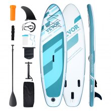 VEVOR Inflatable Stand Up Paddle Board, 3048 x 838.2 x 152.4mm PVC SUP Paddleboard with Board Accessories, Phone Bag, Pump, Paddle & Repair Kit, Backpack, Blue Paddle Set for Boys & Adults