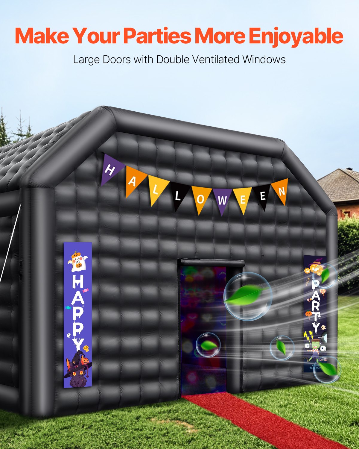 VEVOR opblaasbare nachtclub feesttent 29,5 x 19,7 x 13,1 voet zwart