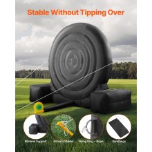 VEVOR Opblaasbaar Voetbal Dartbord 2.44 m met 9 Kickballs Dartbord Spel