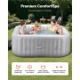 VEVOR Inflatable Hot Tub, 4 to 6 Person Capacity, 1850 x 660mm Square Portable Outdoor Spa, with 130 Soothing Jets, Filter, Cover and Mat, Multi-function Control Panel, PVC Outdoor Hot Tub, Grey
