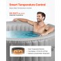 VEVOR Inflatable Hot Tub, 6 to 8 Person Capacity, 2400 x 660mm Round Portable Outdoor Spa, with 130 Soothing Jets, Headrest, LED Light, Cover, Multi-function Control Panel, PVC Outdoor Hot Tub, Grey