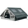 VEVOR Opblaasbare Campingtent Familietent Luchttent 5-8 Personen Groen, voor Buitenactiviteiten Waterafstotend 420D Oxford-stof met Dakraam, Kachelpijpopening Gaasraam & Draagtas
