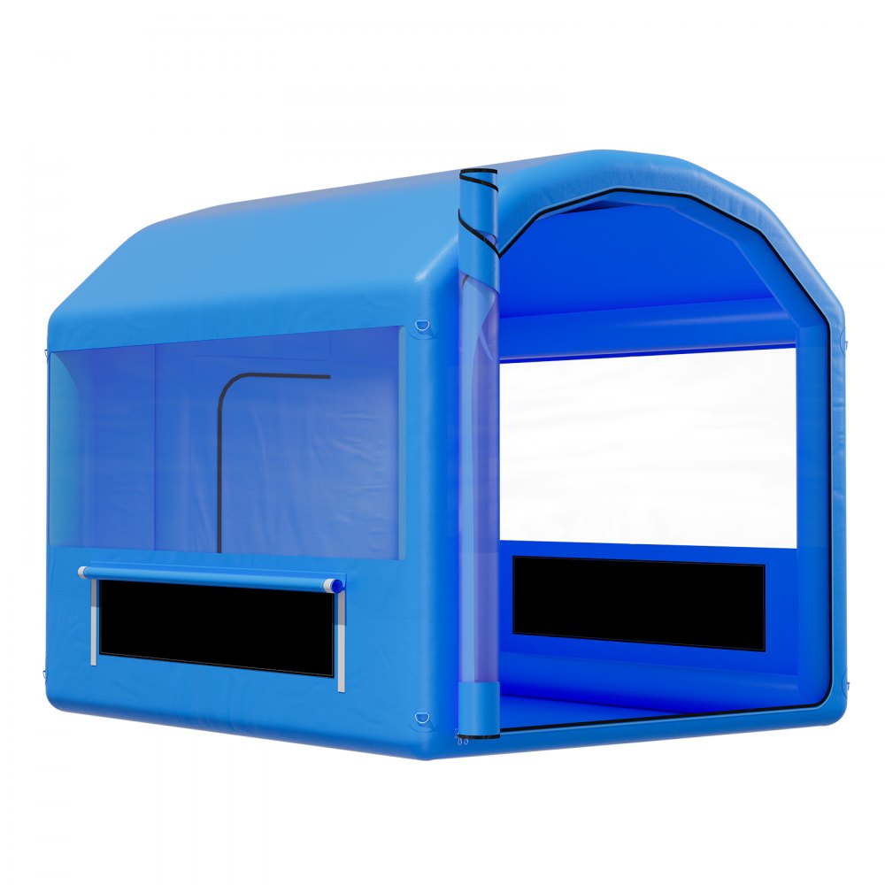 VEVOR Opblaasbare Spuitcabine 3 x 2,5 x 2,5 m, Spuitcabine Tent met 550 W Blower & Luchtfiltersysteem, Rond Dak, PVC, Spuiten voor Metalen Onderdelen van Motorvoertuigen, Blauw