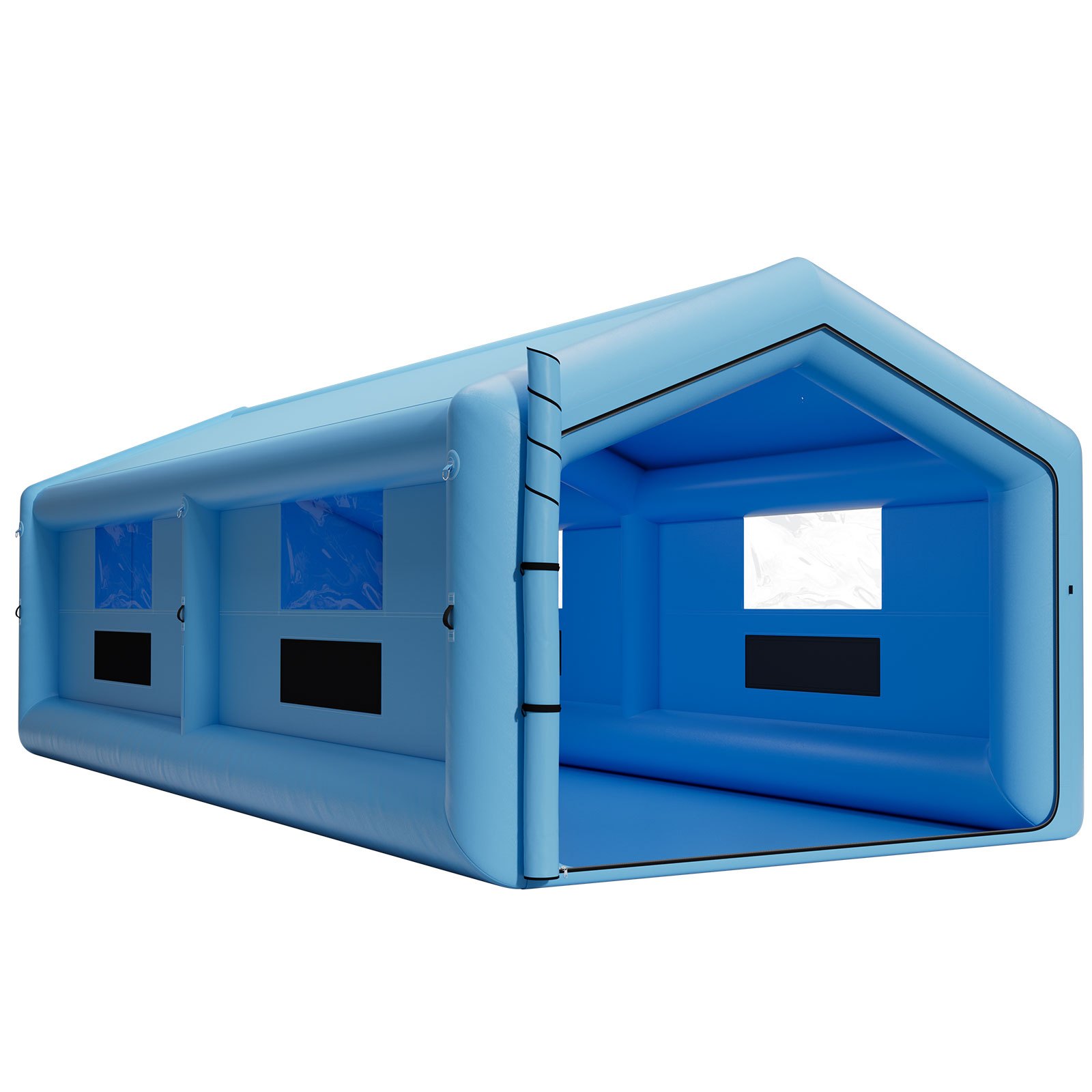 VEVOR Opblaasbare Spuitcabine 12x5x4 m, Spuitcabine Tent met 950+1100 W Blower & Luchtfiltersysteem, Driehoekig Dak, Oxford Stof, Spuitverven voor Metalen Onderdelen van Motorvoertuigen