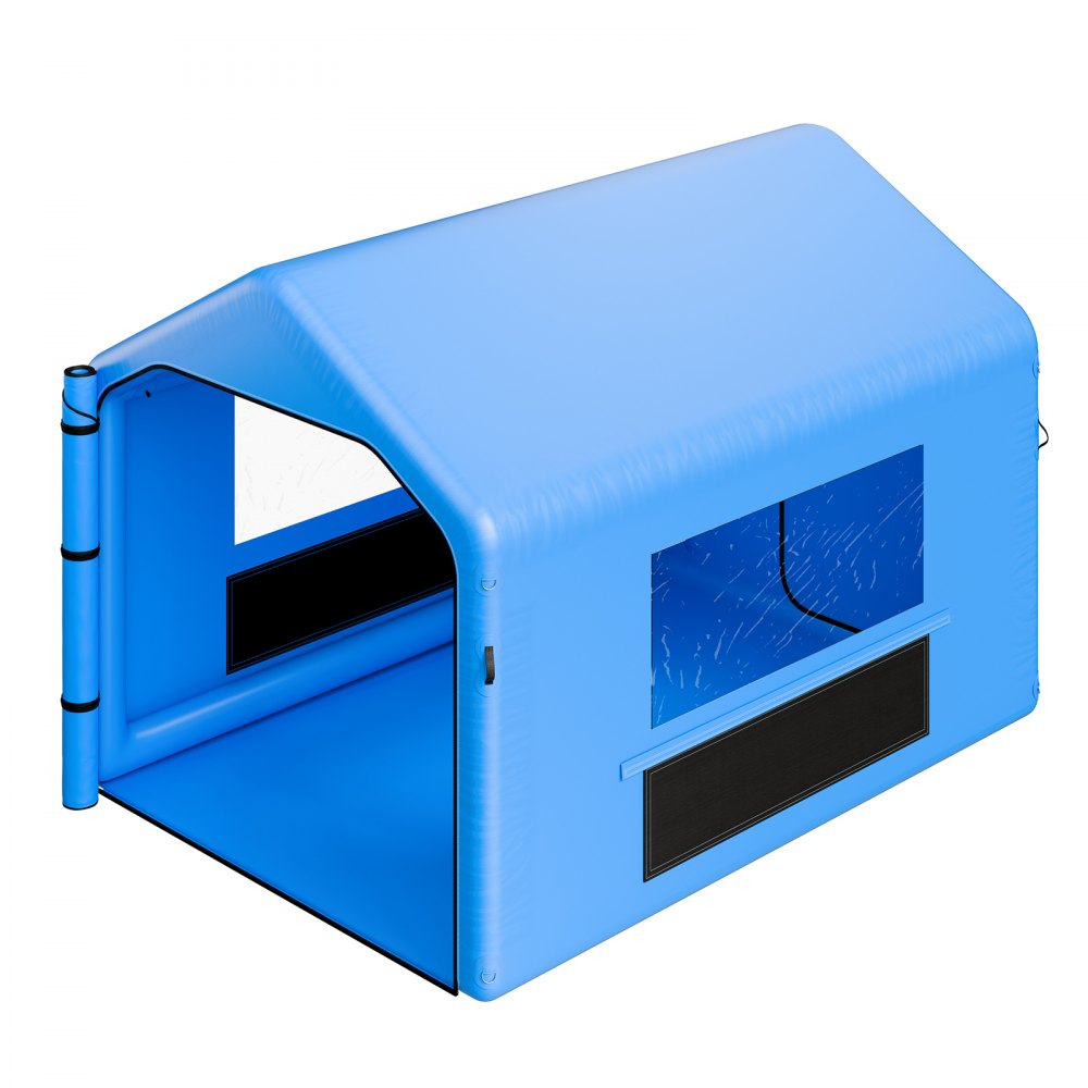 VEVOR Opblaasbare Spuitcabine 4 x 3 x 2,8 m, Spuitcabine Tent met 750 W Blower & Luchtfiltersysteem, Driehoekig Dak, PVC, Spuitverven voor Metalen Onderdelen van Motorvoertuigen