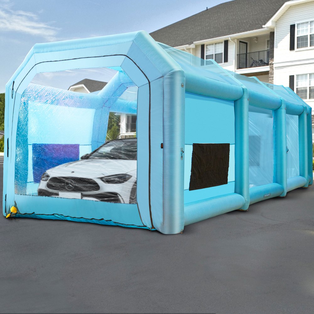 VEVOR Opblaasbare Spuitcabine, Spuitcabine 10,75 x 3,9 x 3,47 m met 2 krachtige blowers, spuitcabine met luchtfiltersysteem, autospuitcabine voor parkeerplaats, tentwerkplek