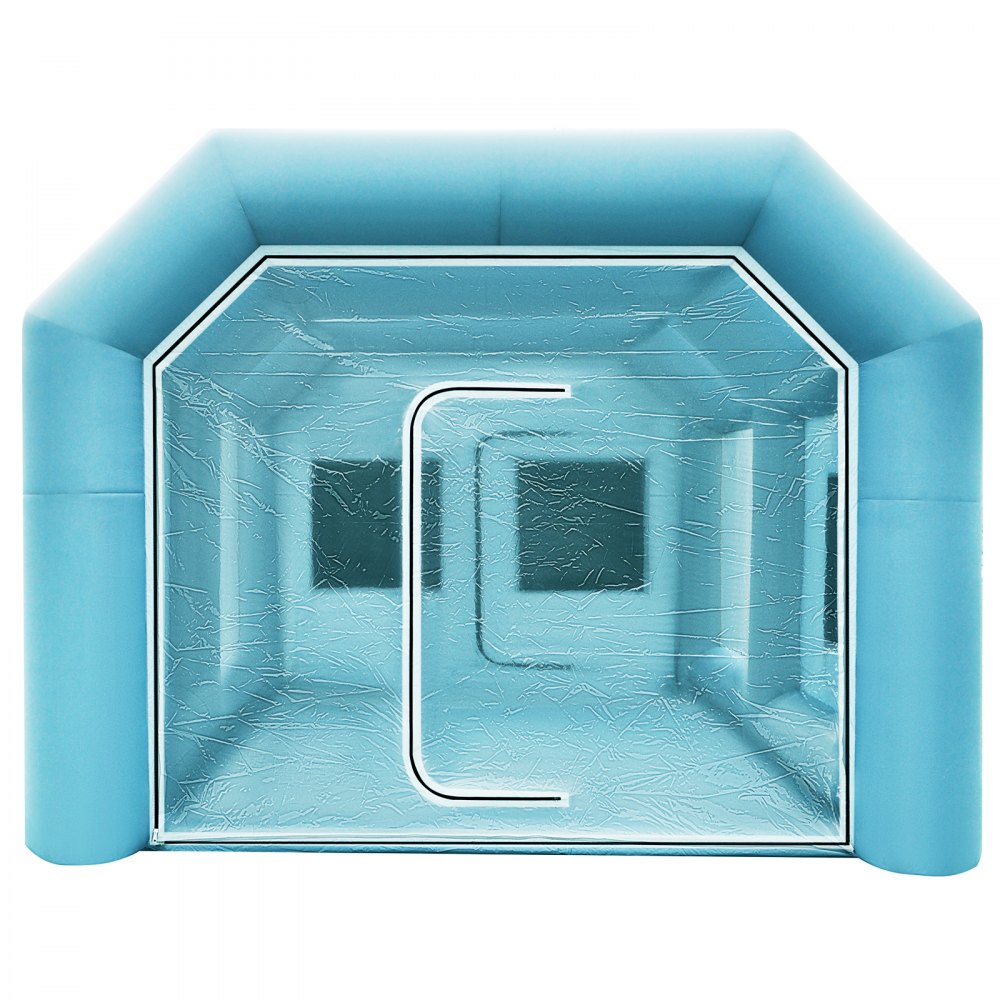 VEVOR Opblaasbare Spuitcabine Tent Op Maat Gemaakte, Opblaasbare Spuitcabine Tent 750W + 350W Autospuitcabine Werkstation 210D Oxford Stof met 2 Blowers 4 x 2,5 x 2,2m Blauwe Auto Parkeergarage