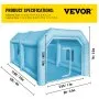 VEVOR Opblaasbare Spuitcabine Tent Op Maat Gemaakte, Opblaasbare Spuitcabine Tent 750W + 350W Autospuitcabine Werkstation 210D Oxford Stof met 2 Blowers 4 x 2,5 x 2,2m Blauwe Auto Parkeergarage