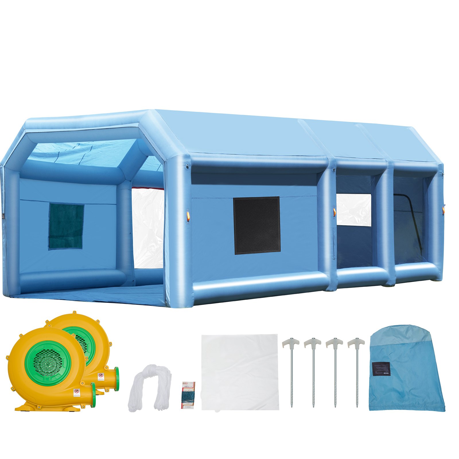 VEVOR Opblaasbare Spuitcabine, 7 x 4 x 2,75 m Opblaasbare Spuitcabine, met 750W + 480W Krachtige Blowers en Luchtfiltersysteem, Draagbare Spuitcabine voor Auto's, Motorfietsen en Middelgrote SUV's
