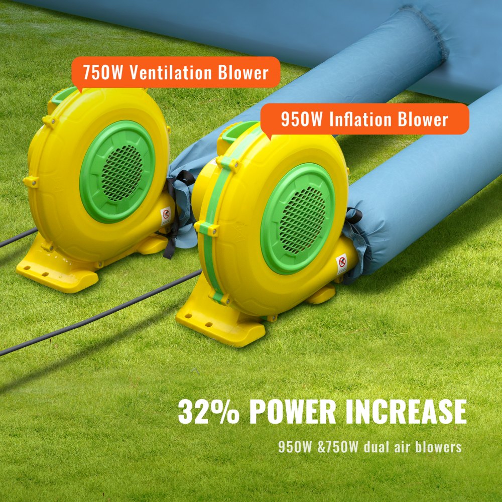 VEVOR Draagbare opblaasbare verfspuitcabine voor spuiten 480 + 950 W, 6,8 x 3,5 x 2,8 m spuitbeschermingscabine voor doe-het-zelfprojecten, hobbyverfmachine, blauwe 210D Oxford-stof autospuitcabine