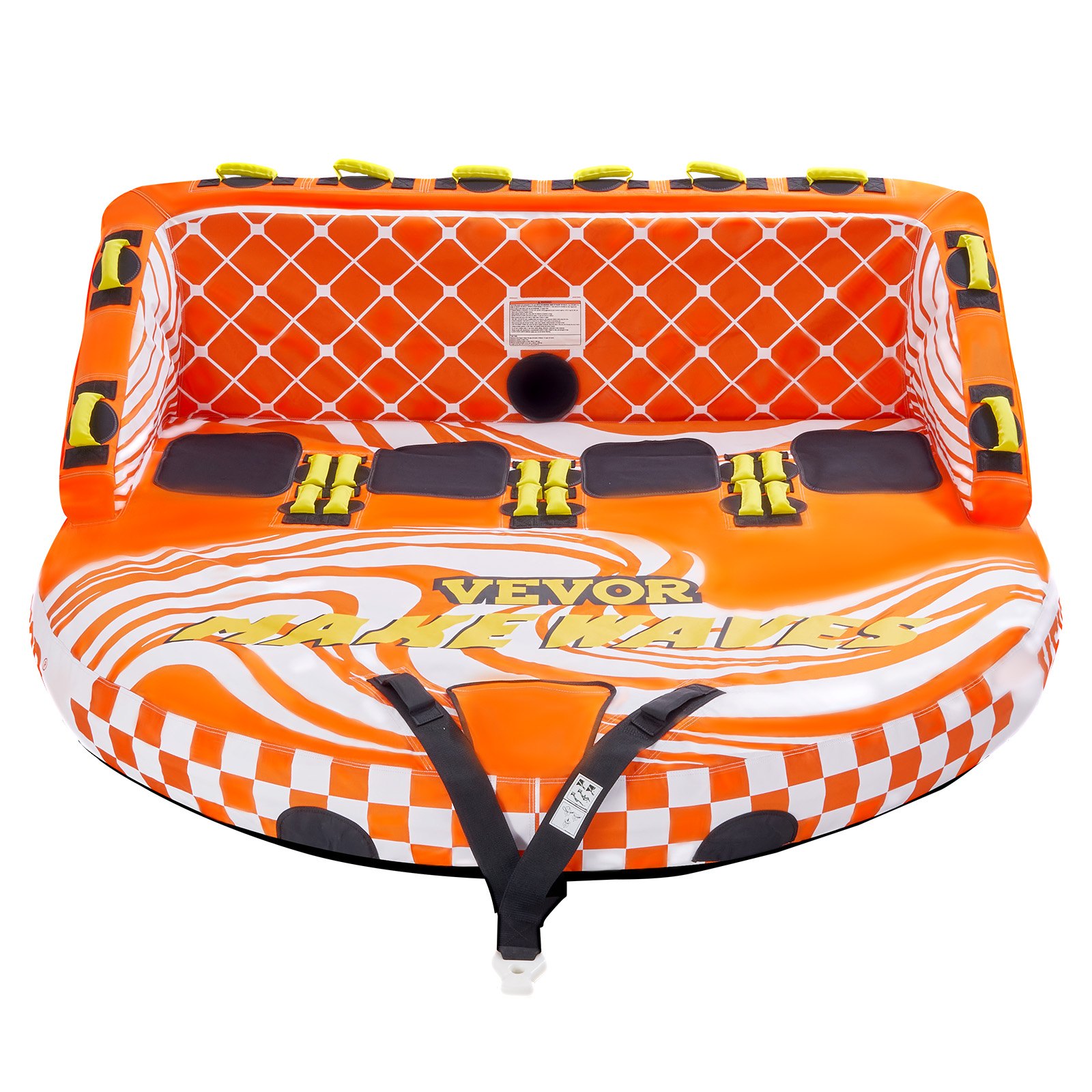 VEVOR Towable Tube for Boating, 1-4 Riders Inflatable Boat Tubes and Towables, 680lbs Water Sport Towable Tube for Boat to Pull - with Full Nylon Cover, 22 Grab Handles, Dual Tow Points & Safety Valve