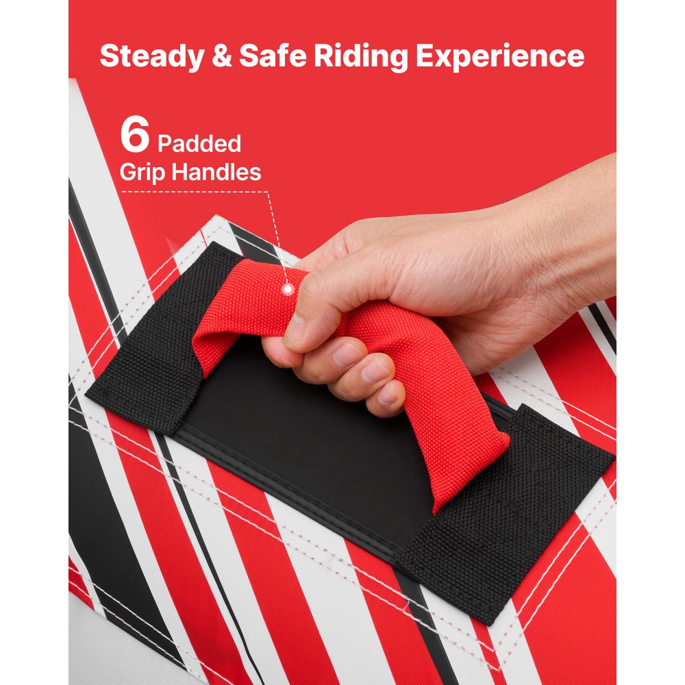 VEVOR Sleepband voor boten, watersport sleepband voor 3 personen, tot 231 kg draagvermogen, met vinnen, nylon hoes, gewatteerde handgrepen en veiligheidsventiel, voor meren, rivieren en zeeën, rood