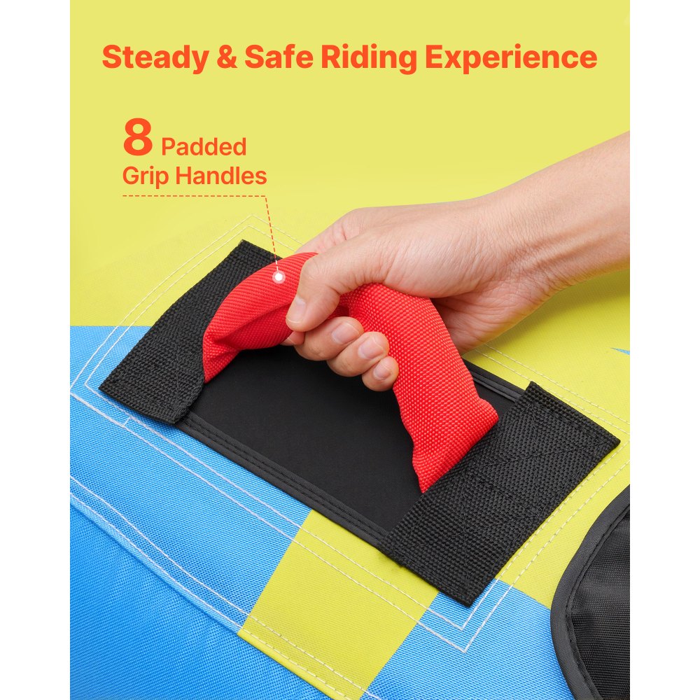 VEVOR Sleepband voor boten, watersport sleepband voor 4 personen, tot 308 kg draagvermogen, met vinnen, nylon hoes, gewatteerde handgrepen en veiligheidsventiel, voor meren, rivieren en zeeën, blauw