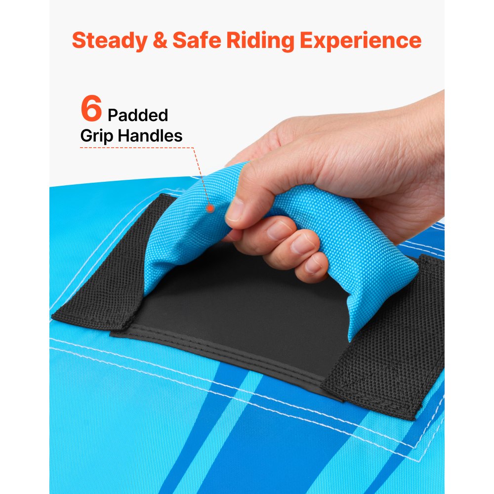 VEVOR Sleepband voor boten, watersport sleepband voor 3 personen, tot 231 kg draagvermogen, met antislipkussens, nylon hoes, gewatteerde handgrepen en veiligheidsventiel, voor meren en rivieren, blauw