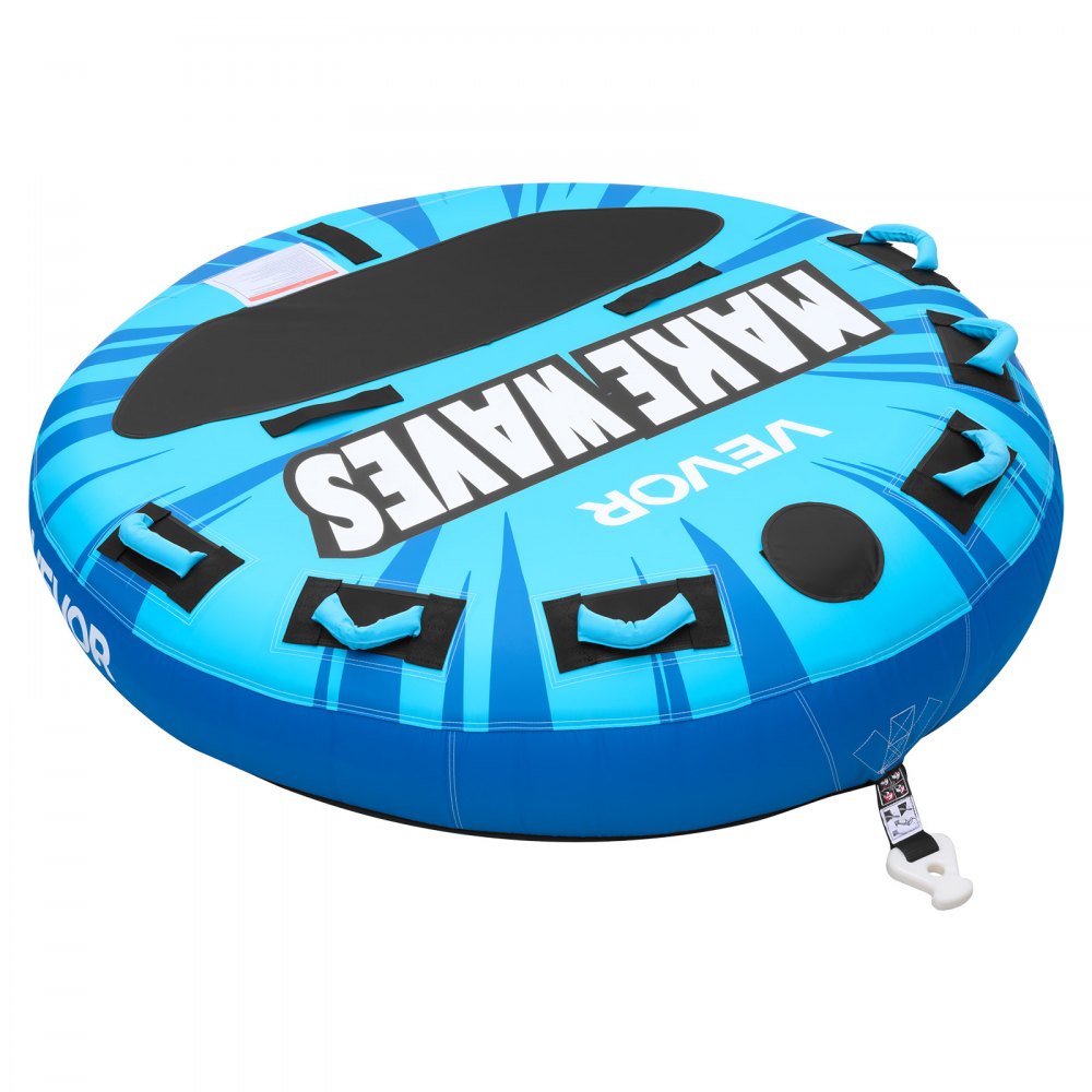 VEVOR Sleepband voor boten, watersport sleepband voor 3 personen, tot 231 kg draagvermogen, met antislipkussens, nylon hoes, gewatteerde handgrepen en veiligheidsventiel, voor meren en rivieren, blauw