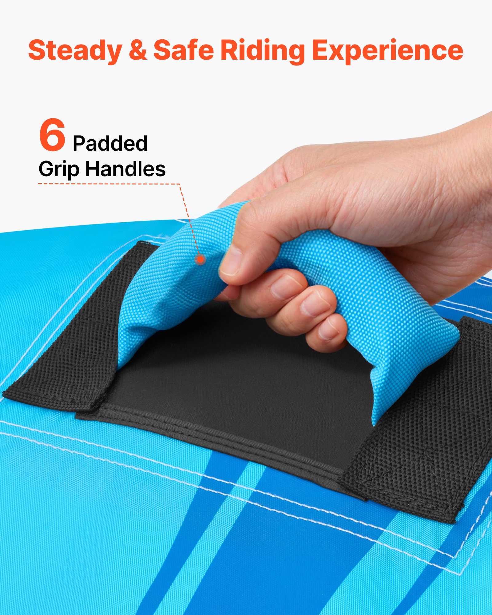 VEVOR Sleepband voor boten, watersport sleepband voor 3 personen, tot 231 kg draagvermogen, met antislipkussens, nylon hoes, gewatteerde handgrepen en veiligheidsventiel, voor meren en rivieren, blauw