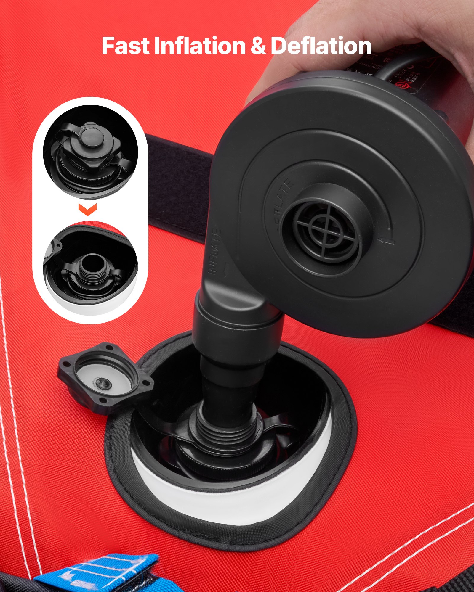 VEVOR Sleepband voor boten, watersport sleepband voor 2 personen, tot 154 kg draagvermogen, met 2 sleepogen, nylon hoes, gewatteerde handgrepen en veiligheidsventiel, voor meren en rivieren, rood