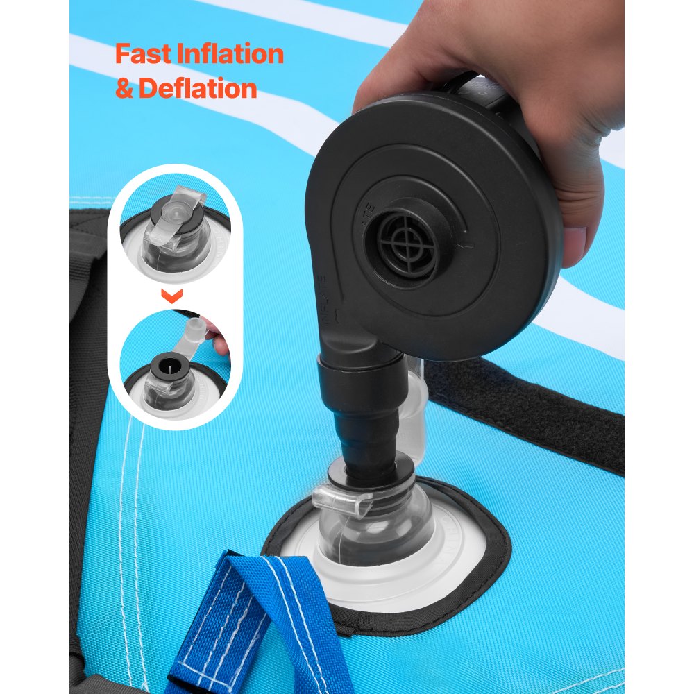 VEVOR Sleepband voor boten, watersport sleepband voor 3 personen, tot 231 kg draagvermogen, met 2 sleepogen, nylon hoes, gewatteerde handgrepen en veiligheidsventiel, voor meren en rivieren, blauw