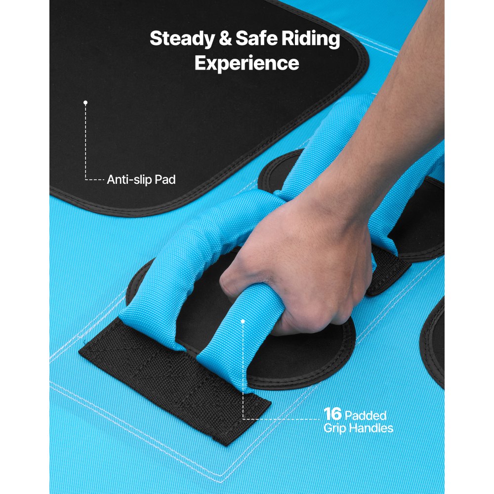 VEVOR Sleepband voor boten, watersport sleepband voor 3 personen, tot 231 kg draagvermogen, met 2 sleepogen, nylon hoes, gewatteerde handgrepen en veiligheidsventiel, voor meren en rivieren, blauw