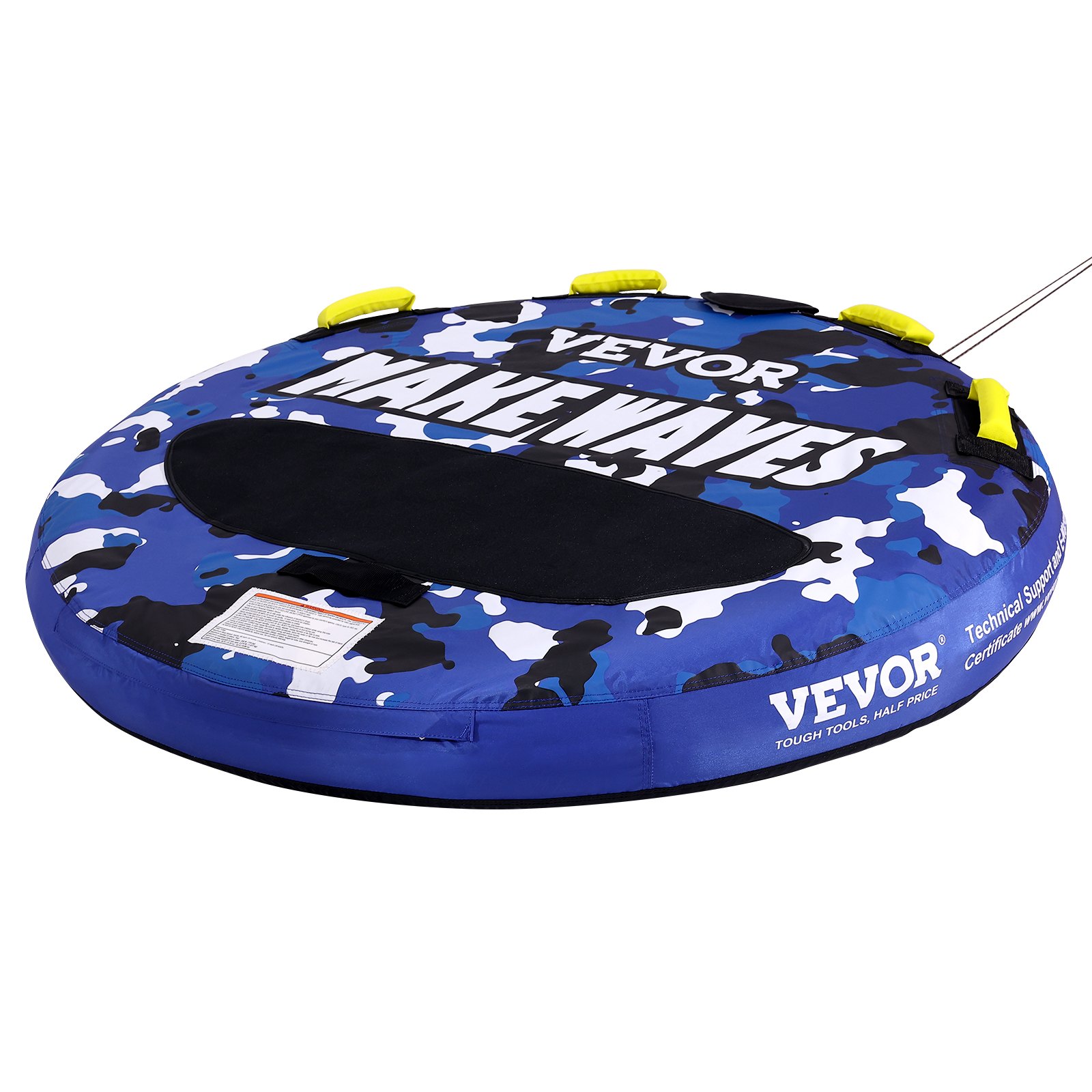 VEVOR Sleepbare Tube voor boten, opblaasbare boottubes en sleepbare tubes voor 1-2 personen, 340 lbs, 51,8 inch ronde watersport sleepbare tube voor het trekken van boten, volledige nylon hoes