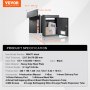 VEVOR through the wall drop box with dimensions and product specifications displayed. black color.