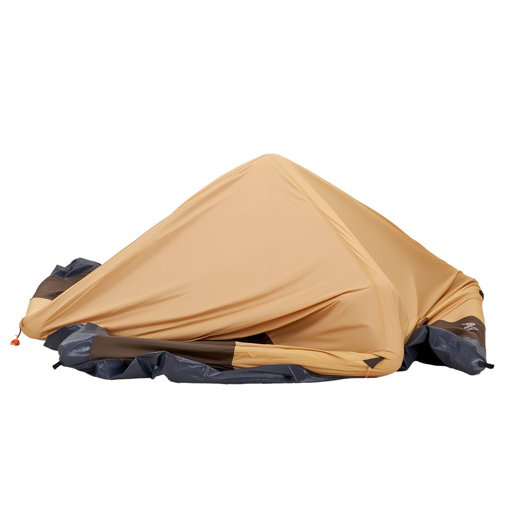 VEVOR Campingtent voor 6 personen, opblaasbare familietent met oplaadbare pomp, TPU-luchtslang en 4 gaasramen, cabinetent met draagtas voor gezinskamperen en wandelen, beige