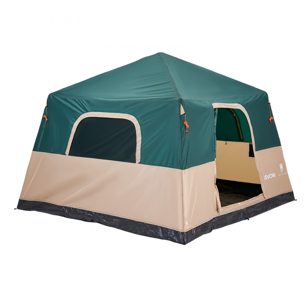 VEVOR Campingtent voor 6 personen, opblaasbare familietent met oplaadbare pomp, TPU-luchtslang en 4 gaasramen, cabinetent met draagtas voor gezinskamperen en wandelen, groen