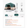 VEVOR Campingtent voor 6 personen, opblaasbare familietent met oplaadbare pomp, TPU-luchtslang en 4 gaasramen, cabinetent met draagtas voor gezinskamperen en wandelen, groen