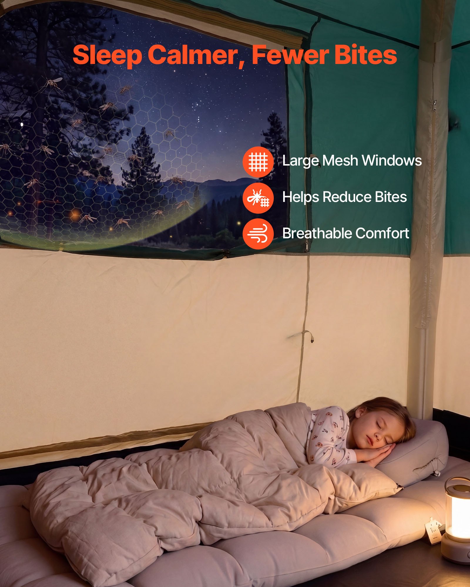 VEVOR Campingtent voor 6 personen, opblaasbare familietent met oplaadbare pomp, TPU-luchtslang en 4 gaasramen, cabinetent met draagtas voor gezinskamperen en wandelen, groen
