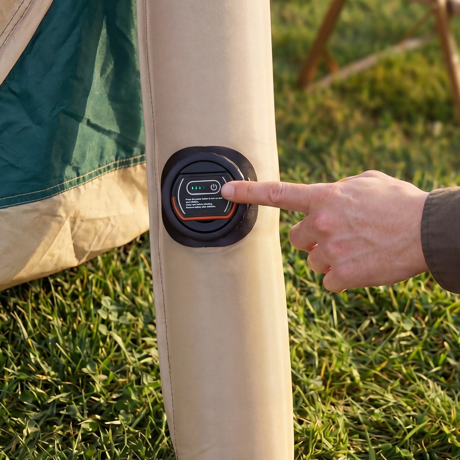 VEVOR Campingtent voor 6 personen, opblaasbare familietent met oplaadbare pomp, TPU-luchtslang en 4 gaasramen, cabinetent met draagtas voor gezinskamperen en wandelen, groen