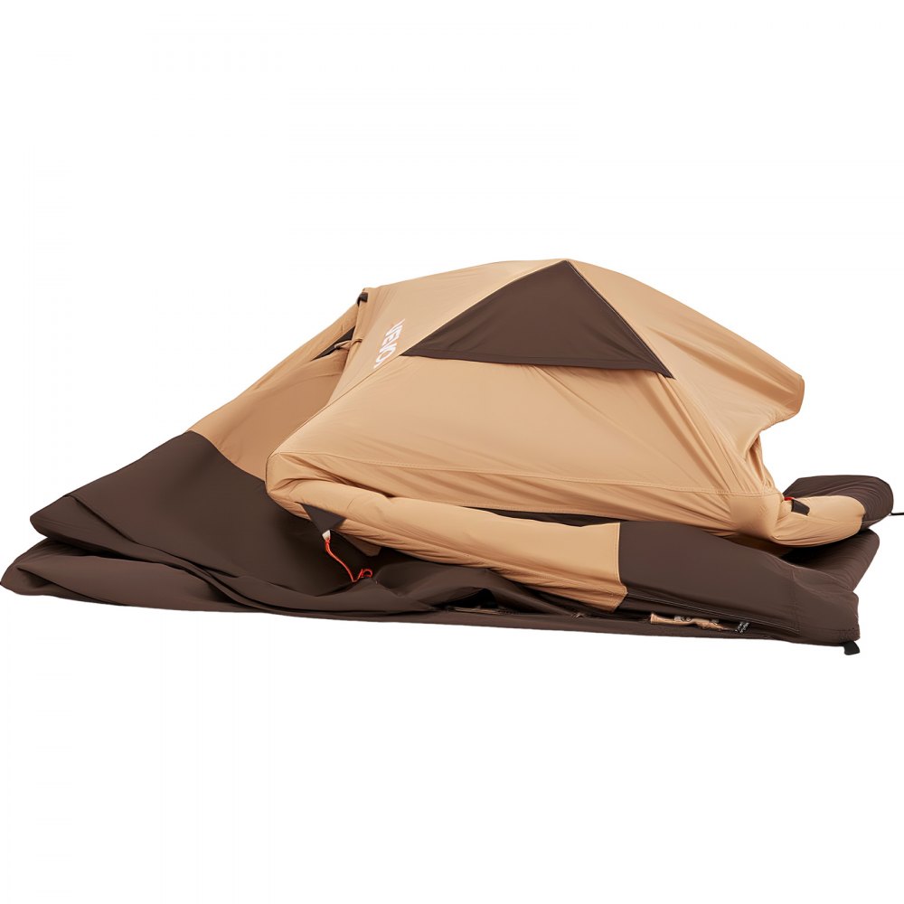 VEVOR 4-persoons campingtent, opblaasbare familietent met oplaadbare pomp, TPU-luchtslang en 5 gaasramen, cabinetent met draagtas voor gezinskamperen en wandelen, beige