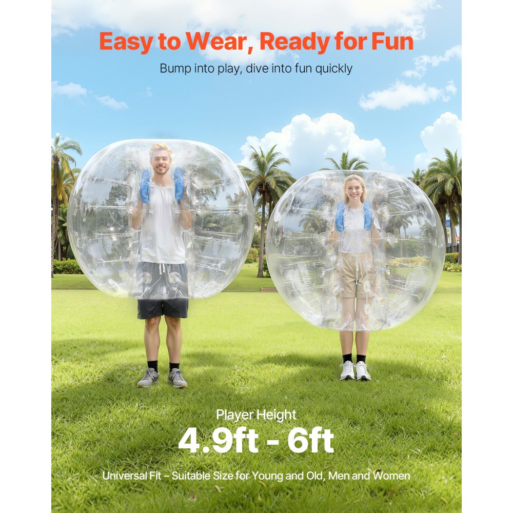 VEVOR Opblaasbare Bump Ball Bumper Ball 1 st. 1,5 m x 1,2 m, Menselijke botsingsbal, PVC Body Bubble Bounce Ball voor buitenactiviteiten, Transparante opblaasbare bumperbal