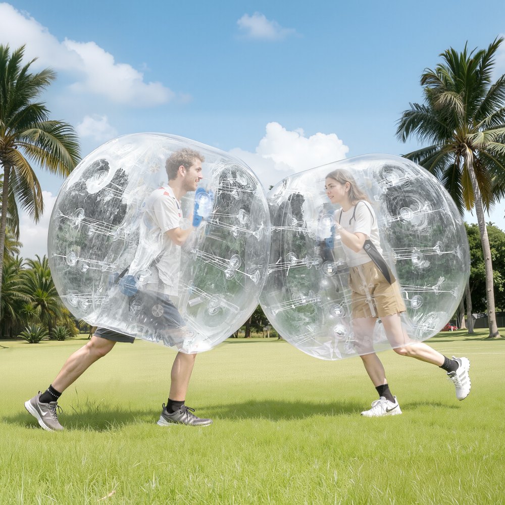 VEVOR Opblaasbare Bump Ball Bumper Ball 1 st. 1,5 m x 1,2 m, Menselijke botsingsbal, PVC Body Bubble Bounce Ball voor buitenactiviteiten, Transparante opblaasbare bumperbal