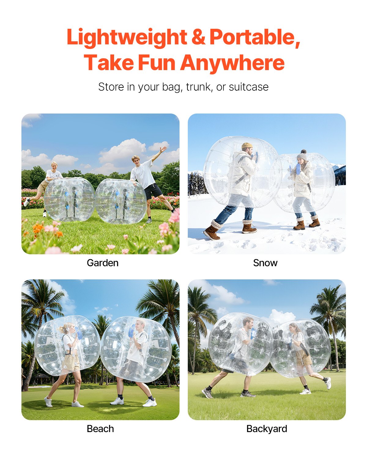 VEVOR Opblaasbare Bump Ball Bumper Ball 1 st. 1,5 m x 1,2 m, Menselijke botsingsbal, PVC Body Bubble Bounce Ball voor buitenactiviteiten, Transparante opblaasbare bumperbal