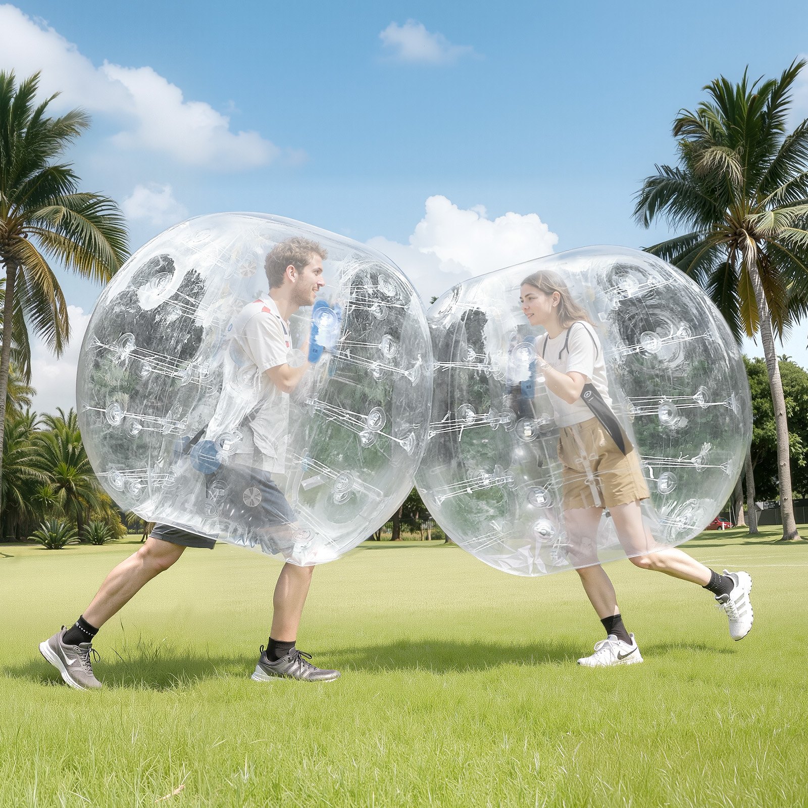 VEVOR Opblaasbare Bump Ball Bumper Ball 1 st. 1,5 m x 1,2 m, Menselijke botsingsbal, PVC Body Bubble Bounce Ball voor buitenactiviteiten, Transparante opblaasbare bumperbal
