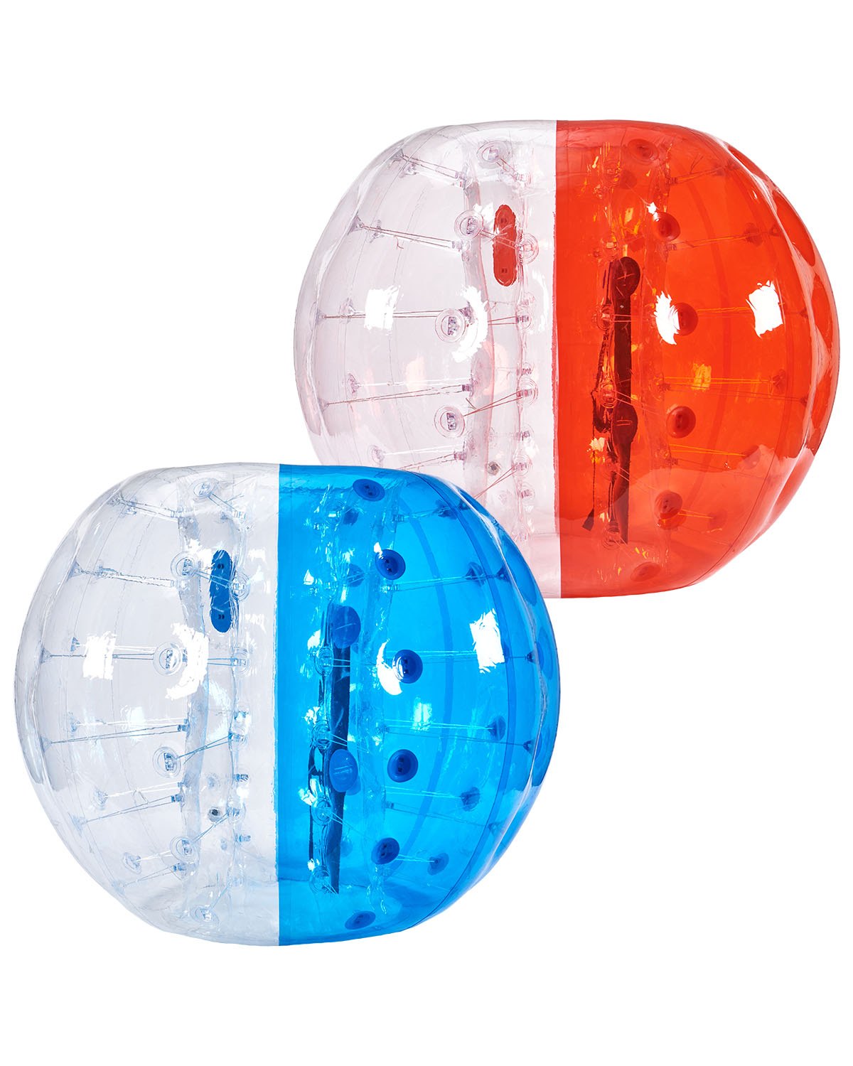 VEVOR Opblaasbare Bump Ball Bumper Ball 2-pack 1,5 m x 1,2 m, menselijke botsingsbal, PVC-lichaamsbubbel-stuitbal voor buitenactiviteiten, rood + blauw + transparant opblaasbare bumperbal