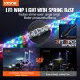 VEVOR 2pcs Spring Base Whip Light, LED Whip Light with APP and Remote Control, Waterproof 360° Spiral RGB Chase Light Whip with 2 Flags, 914.4mm LED Whip Light UTVs, ATVs