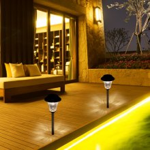 VEVOR Solar Outdoor Lights, 6 Pack Bright up to 16h, Waterproof Pathway Light Solar Powered Landscape Stake Glass Stainless Steel Garden Lighting for Patio, Lawn, Yard, Walkway, Driveway (Warm White)