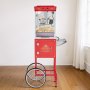 VEVOR Popcorn Machine with Cart, 0.2kg Stainless Steel Kettle, 800W Commercial Popcorn Maker, 48 Cups per Batch Theater Style Popper, with 2-Button Control Glass Wall PC Door 1 Scoop 3 Spoons, Red