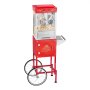 VEVOR Popcorn Machine with Cart, 0.2kg Stainless Steel Kettle, 800W Commercial Popcorn Maker, 48 Cups per Batch Theater Style Popper, with 2-Button Control Glass Wall PC Door 1 Scoop 3 Spoons, Red