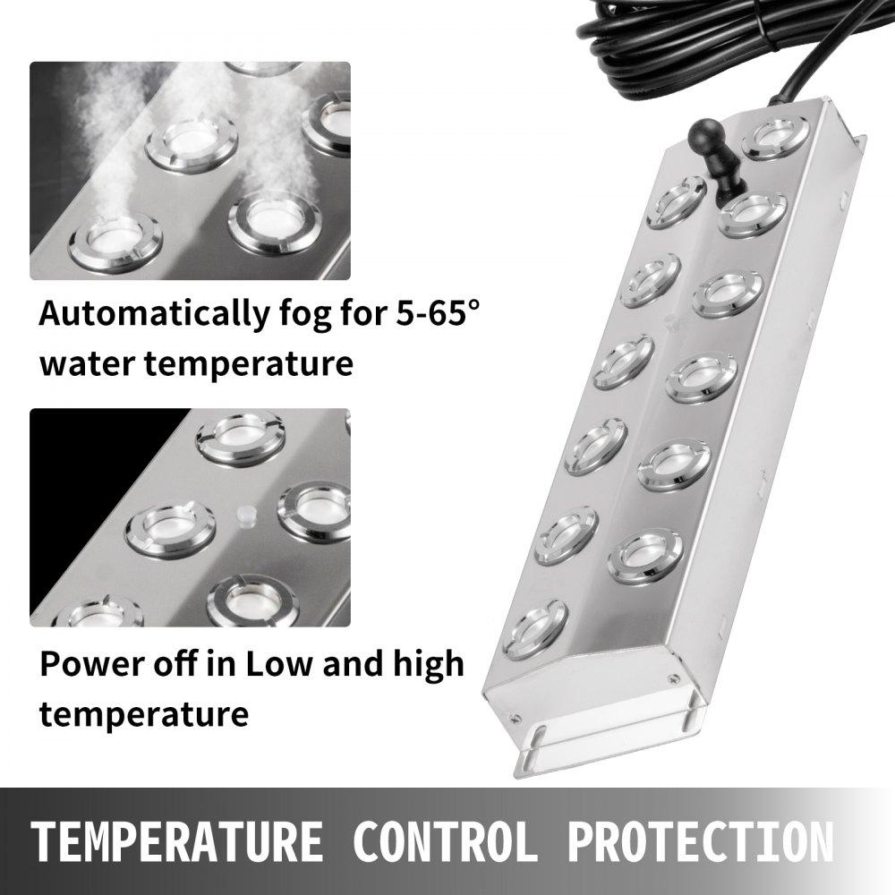 Vevor Ultrasone Mist Maker, Mistmaker Vijver, Fogger Ultrasone Rvs Met 12 Hoofd