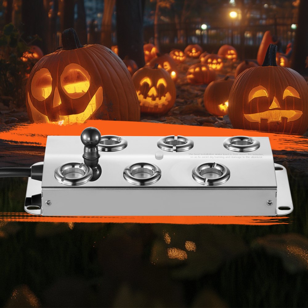 VEVOR Ultrasone vernevelaar met 6 koppen, 4500 ml/u ultrasone vernevelaar, vernevelaar met 165 W IP67 waterdichte voeding, boei, reserve schijven, voor vijver, tuin, rotstuin, kas, Halloween-decoratie