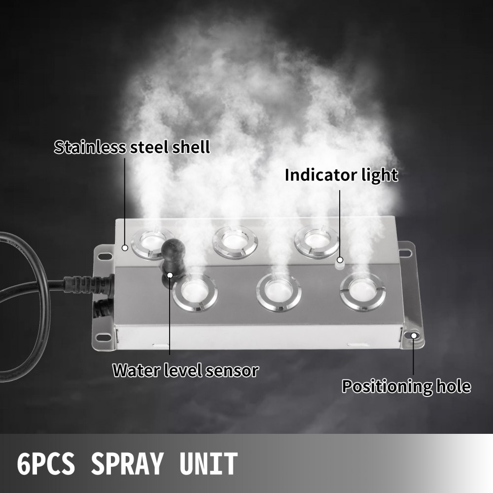 Vevor Ultrasone Mist Maker, Mistmaker Vijver, Fogger Ultrasone Rvs Met 6hoofd