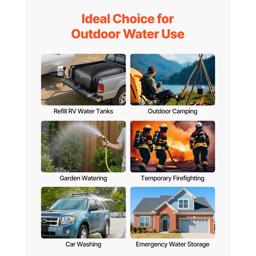 VEVOR Water Storage Bladder 142.7 Gallon Large Capacity Water Bag, Portable & Collapsible Soft Waters Container, Leakproof & Tear-Resistant PVC Emergency Waters Storage Tank for RV Truck & Outdoor Use