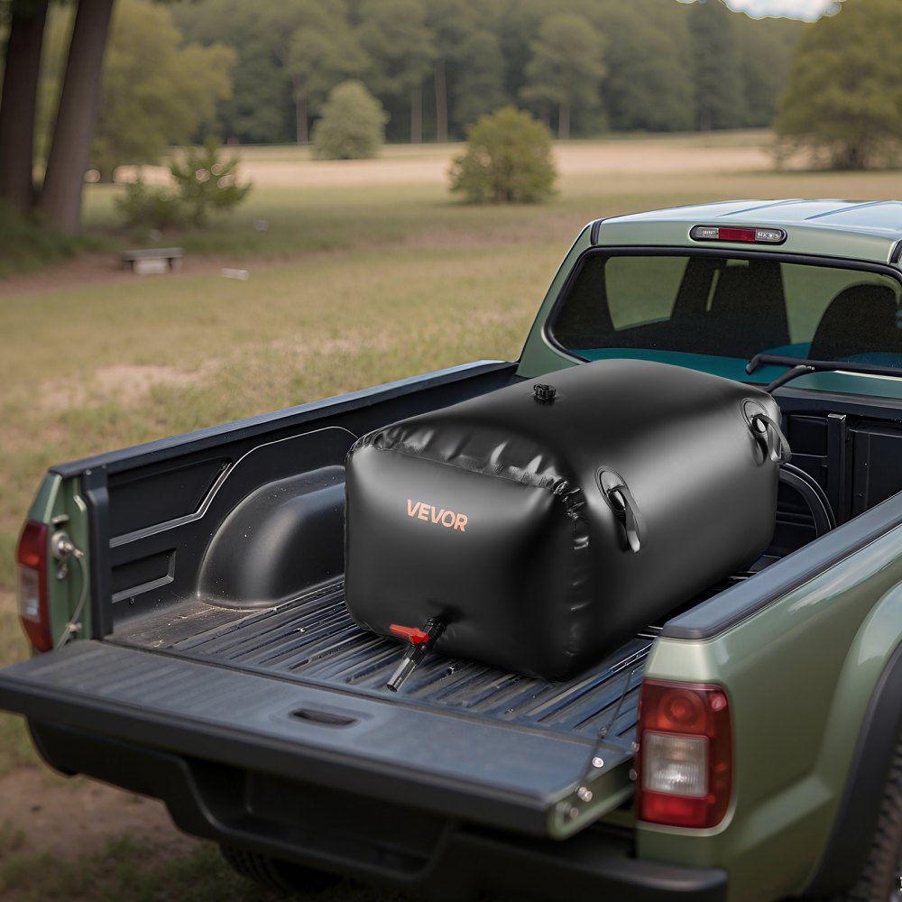 VEVOR Water Storage Bladder, 240L Portable & Collapsible Water Storage Bag, Wear-Resistant 1000D PVC Soft Waters Bag, Leakproof Camping Tank Containers for Garden Irrigation RV Emergency Use, Black