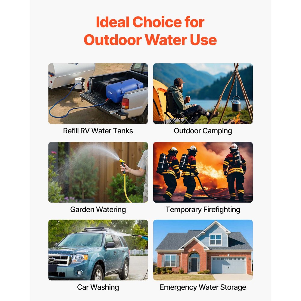 VEVOR Water Storage Bladder 30 Gallon Large Capacity Water Bag, Portable & Collapsible Soft Waters Container, Leakproof & Tear-Resistant PVC Emergency Waters Storage Tank for RV Truck & Outdoor Use