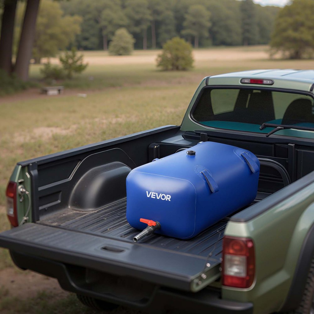 VEVOR Water Storage Bladder 30 Gallon Large Capacity Water Bag, Portable & Collapsible Soft Waters Container, Leakproof & Tear-Resistant PVC Emergency Waters Storage Tank for RV Truck & Outdoor Use