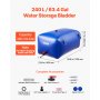 VEVOR Water Storage Bladder 63.4 Gallon Large Capacity Water Bag, Portable & Collapsible Soft Waters Container, Leakproof & Tear-Resistant PVC Emergency Waters Storage Tank for RV Truck & Outdoor Use